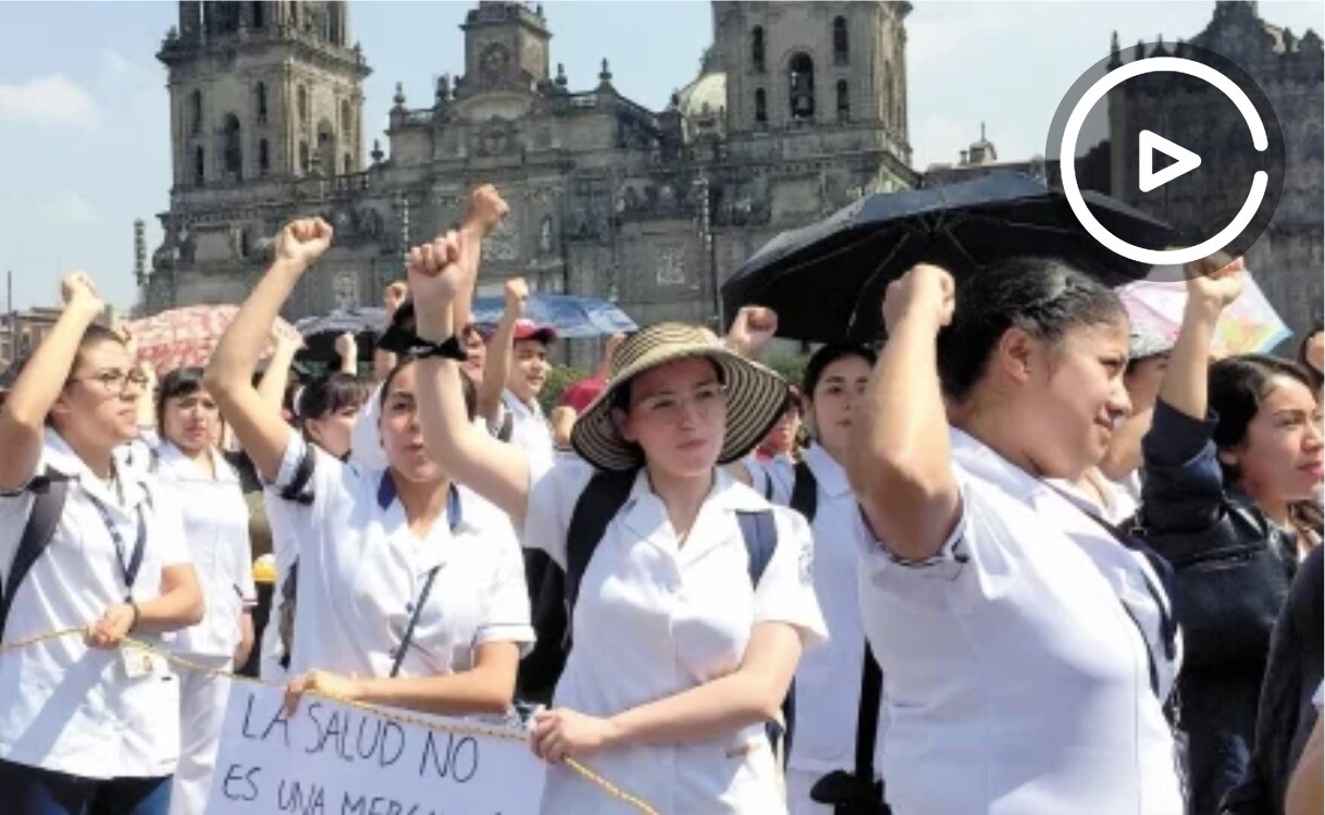 Debido a un retraso en sus pagos, descuento de un bono que les depositaron en diciembre de 2018 y becas para médicos pasantes condicionadas, integrantes del sector Salud se han manifestado en múltiples ocasiones. ARCHIVO EL UNIVERSAL