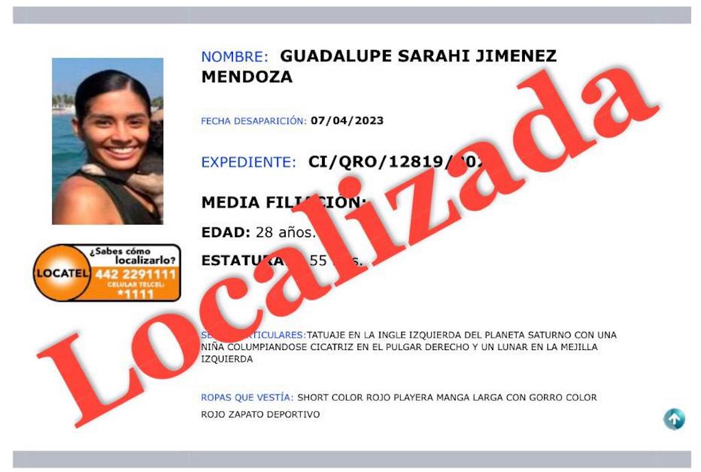 Localizan en Veracruz a Sarahí Jiménez; había sido vista por última vez en Querétaro