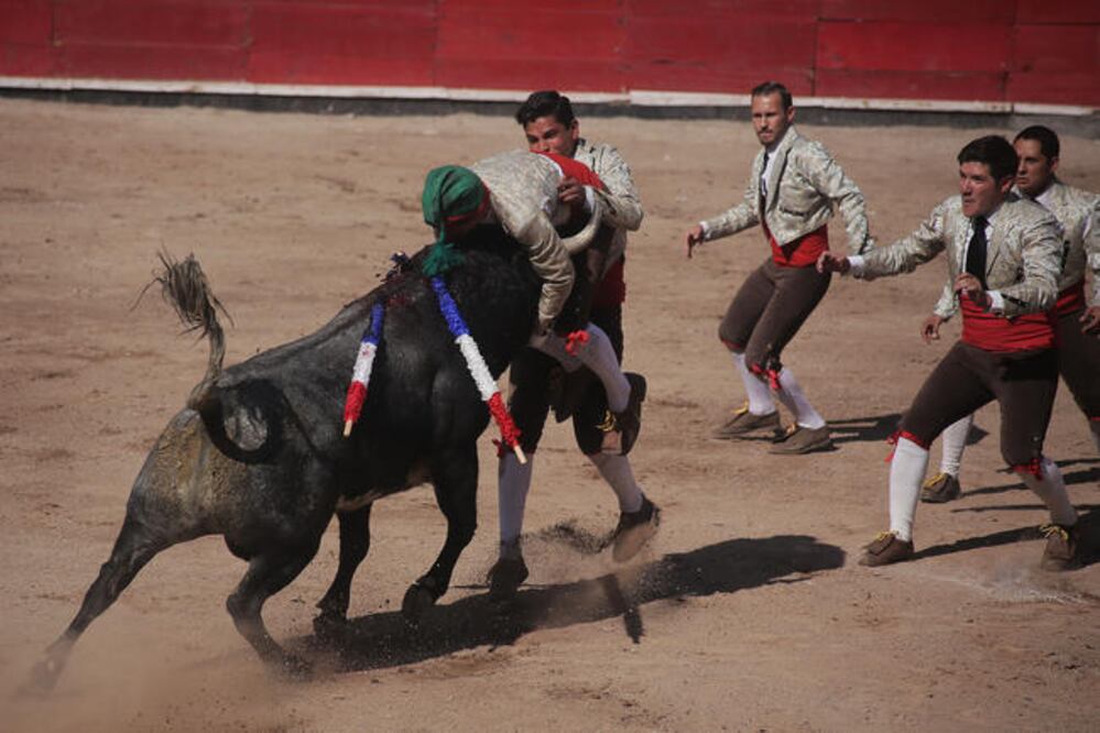 Con el primer toro de la tarde, de nombre Dude, hubo suerte en la pega y se llevaron los aplausos (Fotos: GONZALO IBÁÑEZ)
