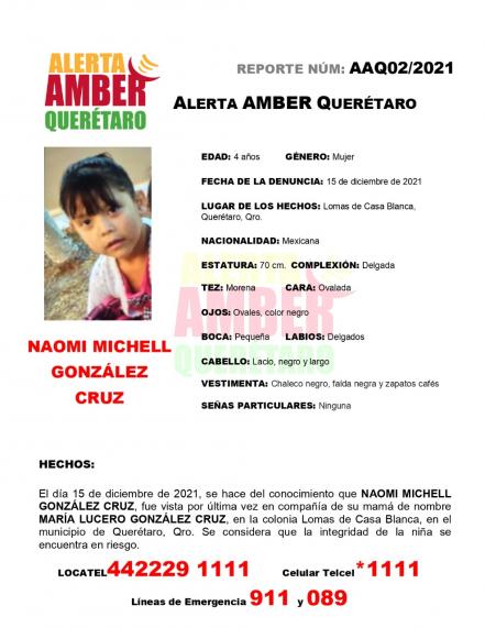 Buscan a Naomi Michell en Querétaro; fue vista por última vez, en Lomas de Casa Blanca 