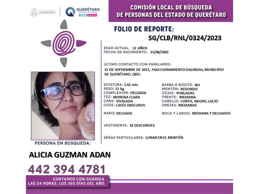 Buscan a Alicia Guzmán