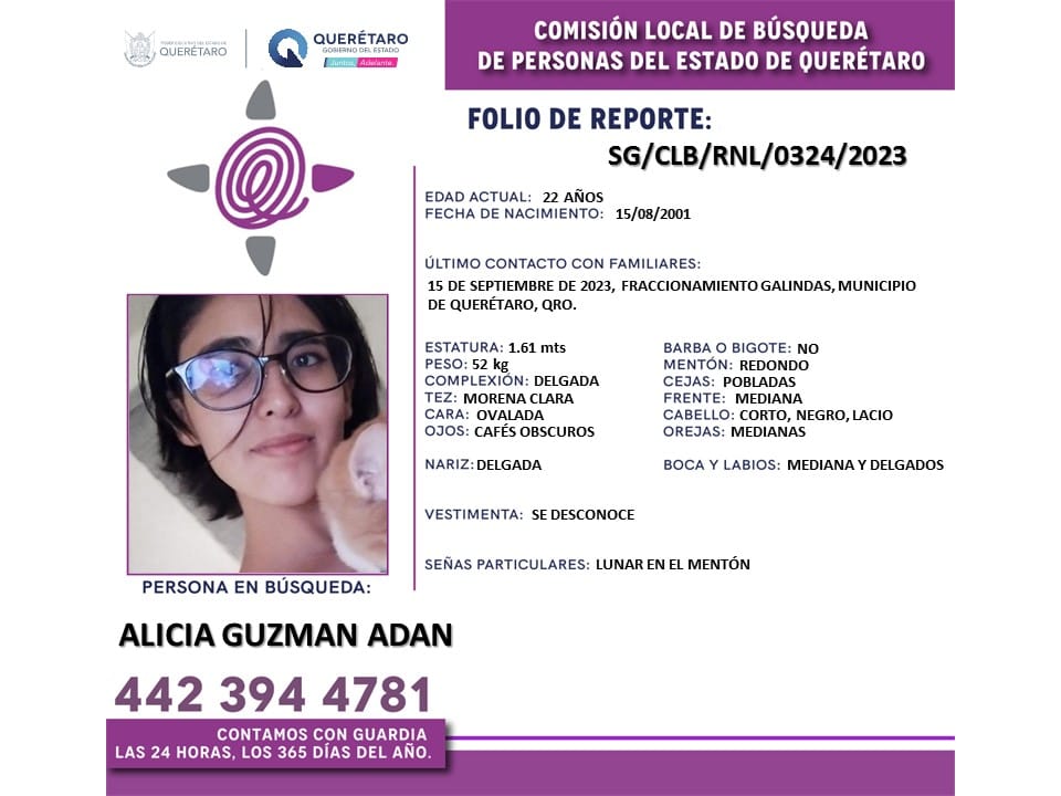Buscan a Alicia, estudiante de la UAQ; fue vista por última vez el 15 de septiembre