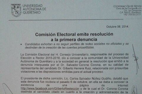 Van cinco denuncias durante el proceso interno