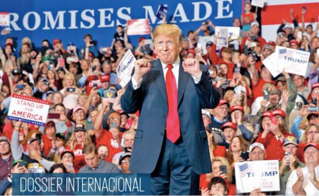 El presidente Donald Trump mantiene en su agenda los actos masivos con sus seg u i do res de manera regular, en los cuales repite las mismas promesas y ataques que en su campaña. CAROLYN KASTER. AP