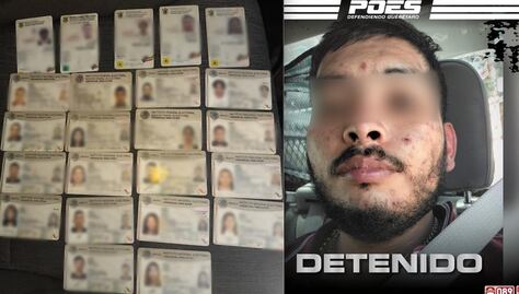 Agarran a sujeto con identificaciones y licencias de conducir en Querétaro