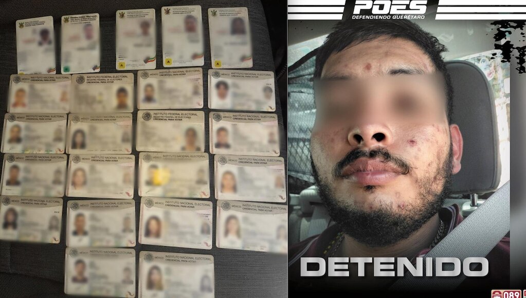 Agarran a sujeto con identificaciones y licencias de conducir en Querétaro