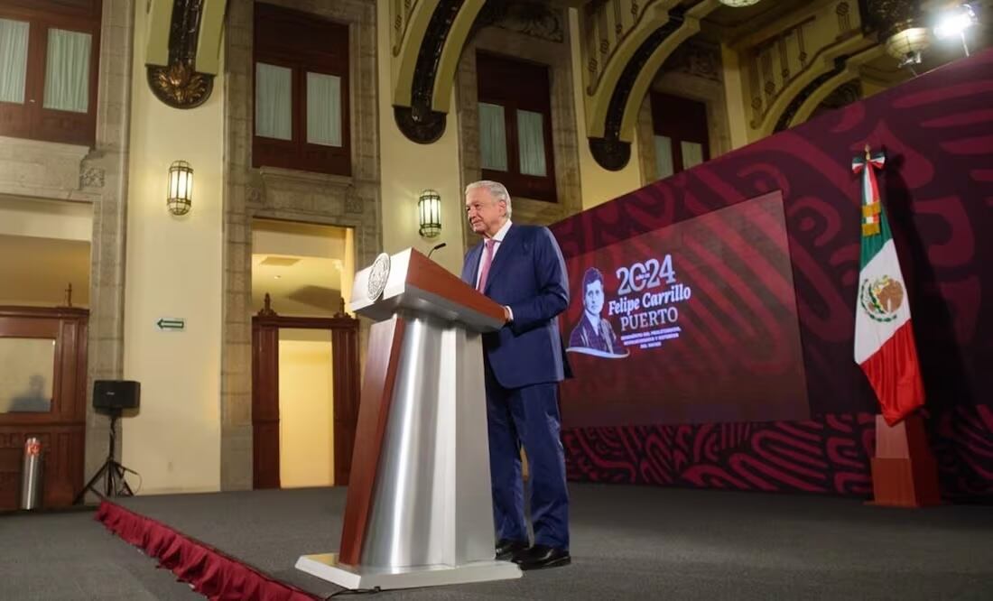López Obrador en su mañanera del 22 de julio en Palacio Nacional. Foto: Presidencia
