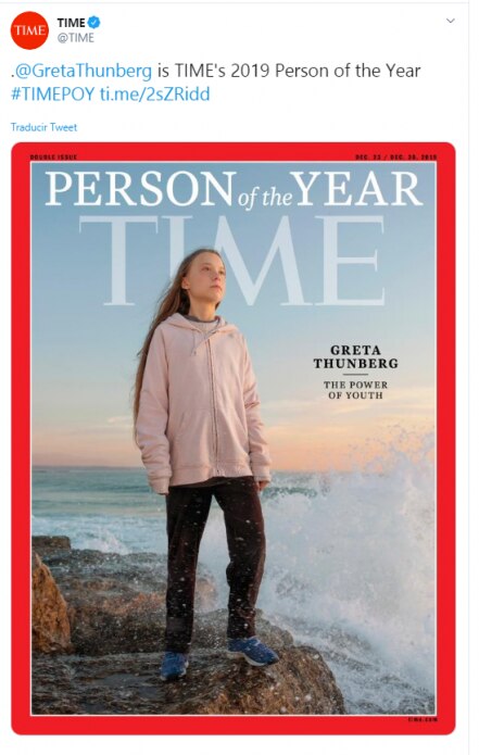 La activista Greta Thunberg, persona del año 2019 de Time
