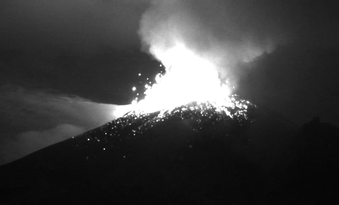 ¡Impresionante! Así se vio la explosión del volcán Popocatépetl esta madrugada