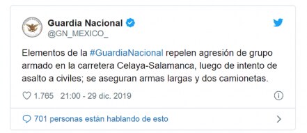 Guardia Nacional y grupo armado se enfrentan en la carretera Salamanca-Querétaro