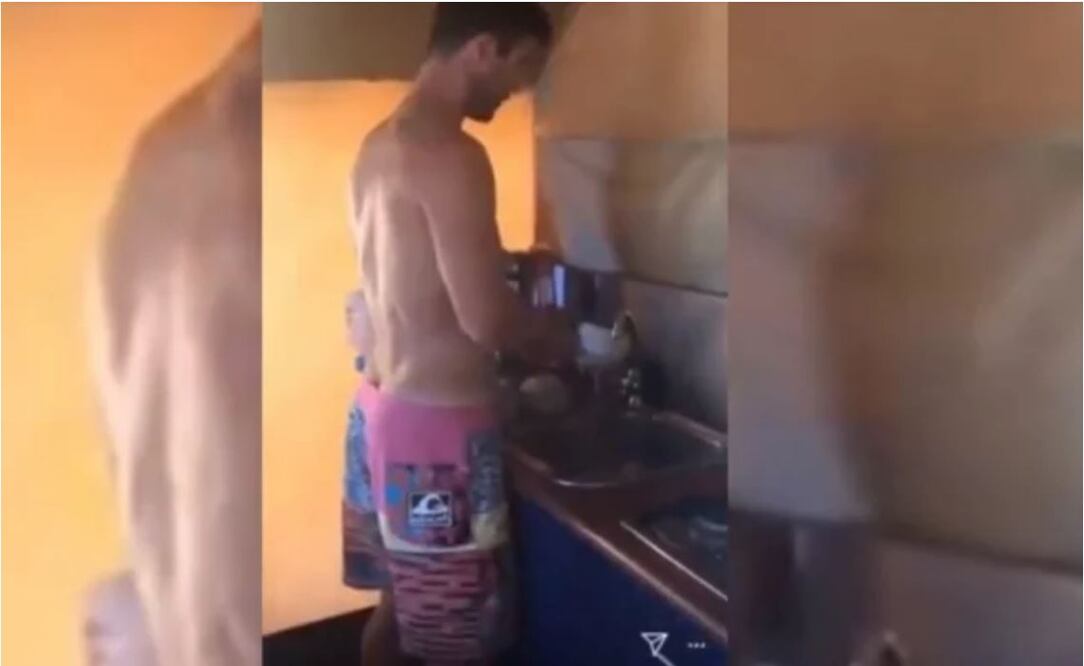 Chris Hemsworth ayudando a las labores domésticas. Foto: Captura de pantalla