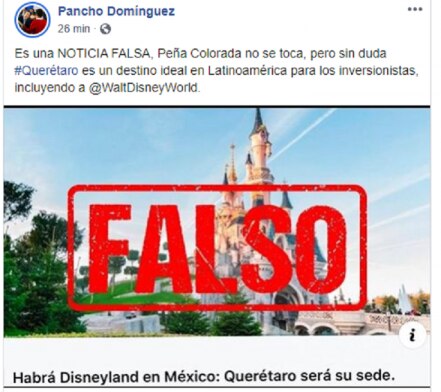 "Falso, Querétaro no será sede de Disneylandia": gobernador