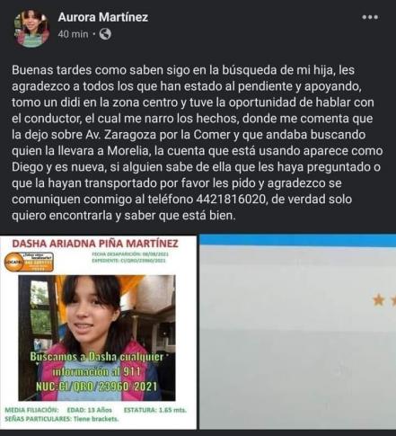 Tras movilización de las redes sociales, Dasha aparece en Guerrero 