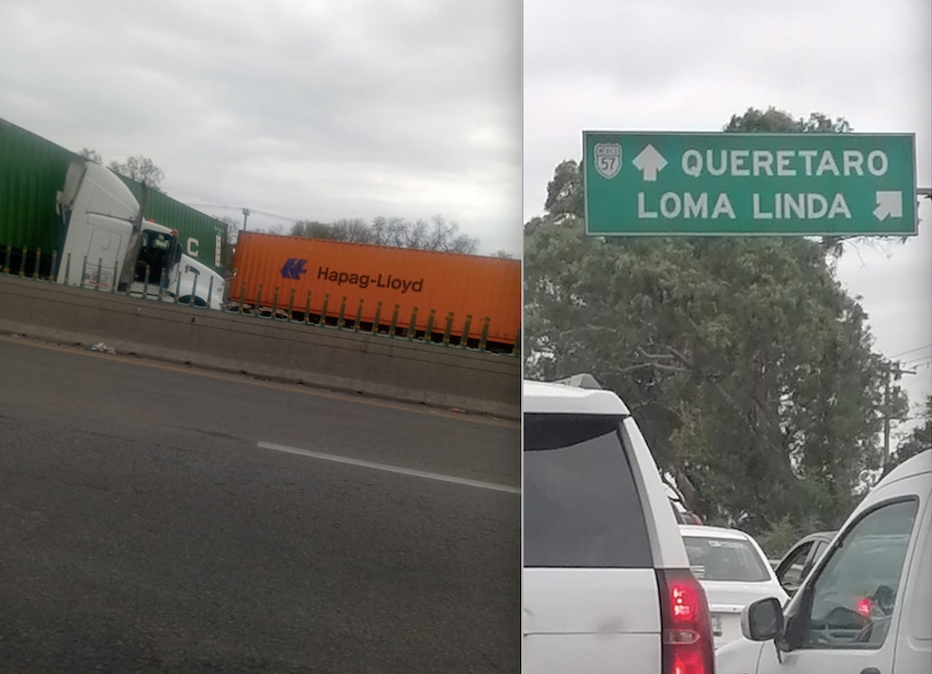 Tráiler mantiene detenida la carretera 57, a la altura de San Juan del Río 