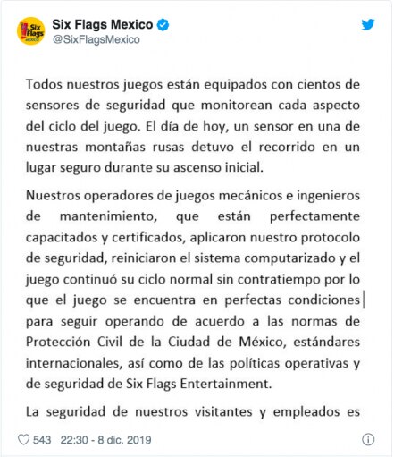 Dependencias "chocan" por posible falla en Superman de Six Flags