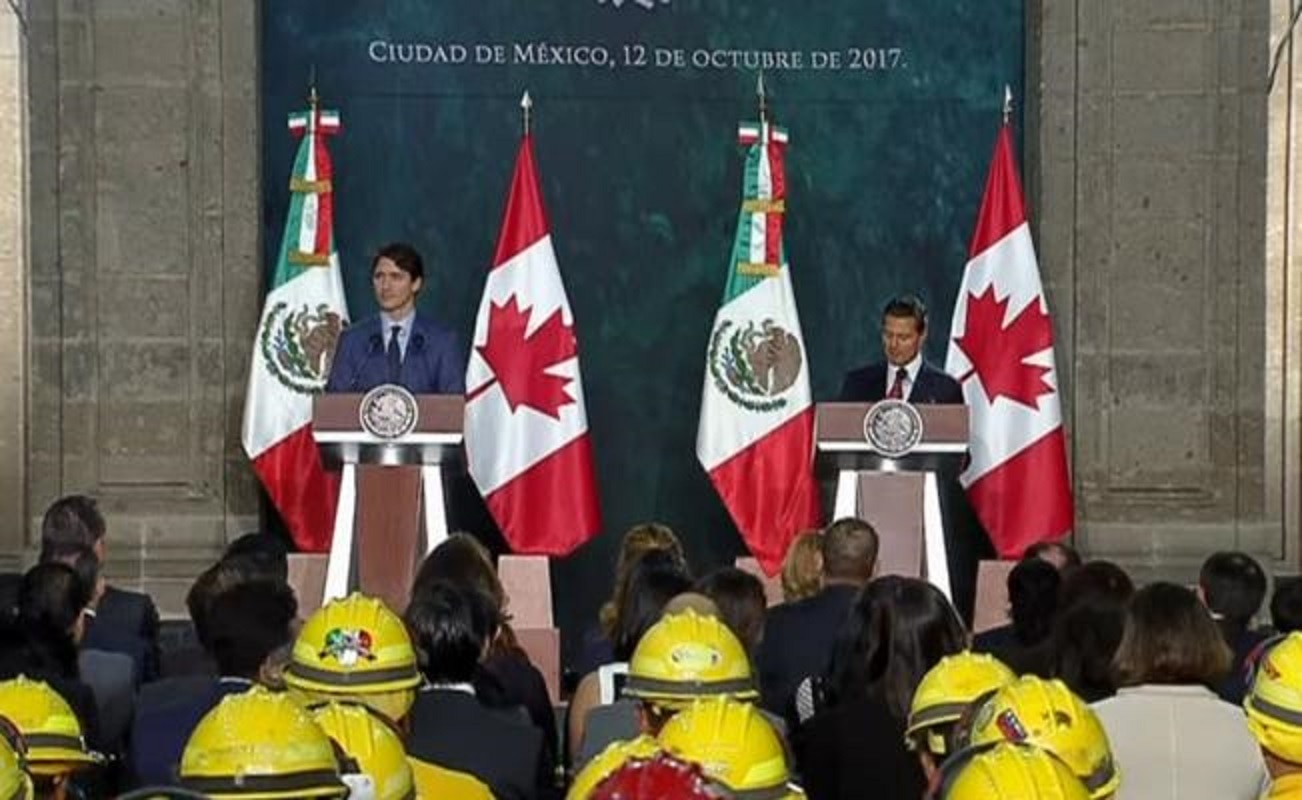 Agradece Peña Nieto a Trudeau apoyo de Canadá por sismos