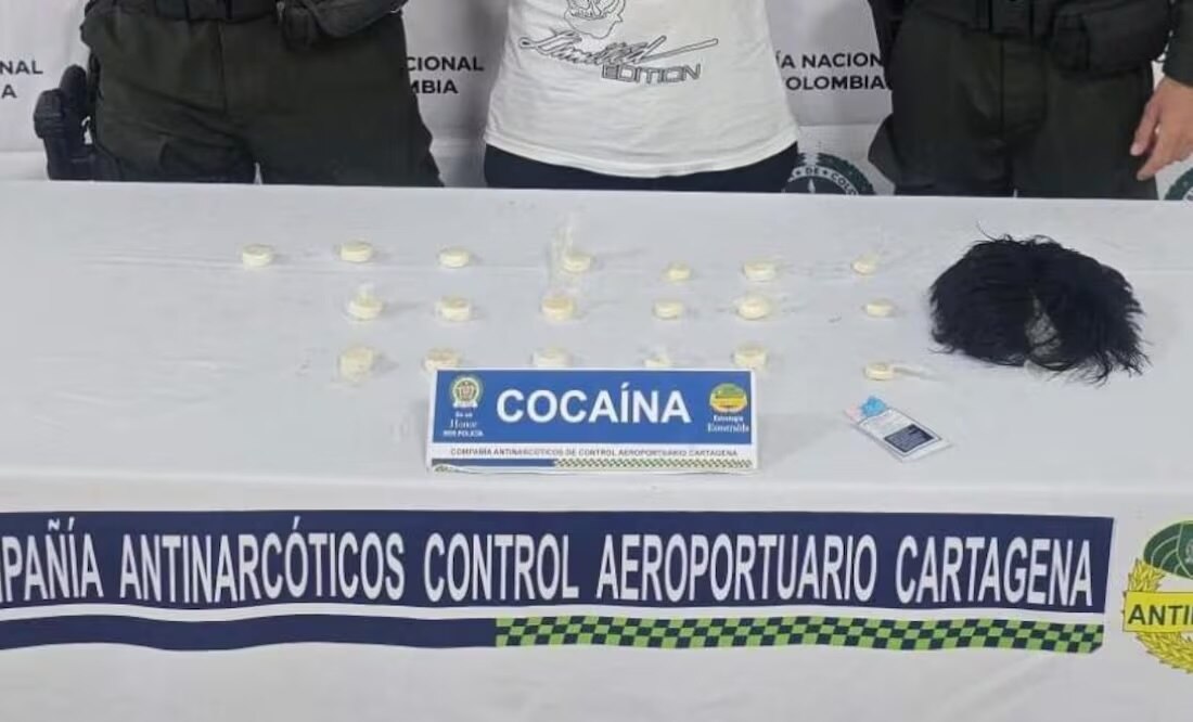 Incautan “narcopeluca” en aeropuerto de Cartagena; traficante escondía 19 cápsulas de droga en su cabeza