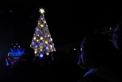 Encienden árbol de Navidad en Jardín Guerrero