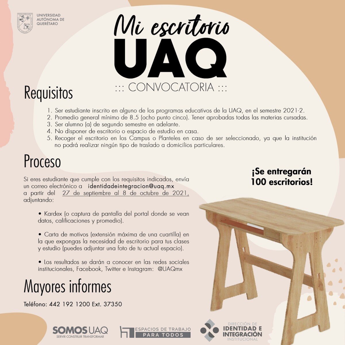 ¡Atención universitario! Si no tienes un escritorio, la UAQ puede facilitarte uno