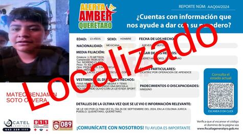 Localizan al menor Mateo Benjamín