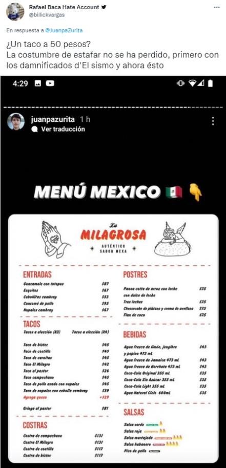Juanpa Zurita y sus nuevos tacos dividen opiniones en Twitter
