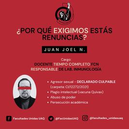 Estudiantes de la UAQ piden la renuncia de Juan Joel N, dirige proyecto de vacuna contra el Covid-19 