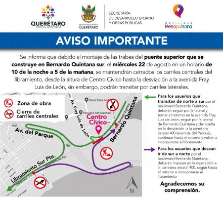 Anuncian cierres nocturnos en Bernardo Quintana