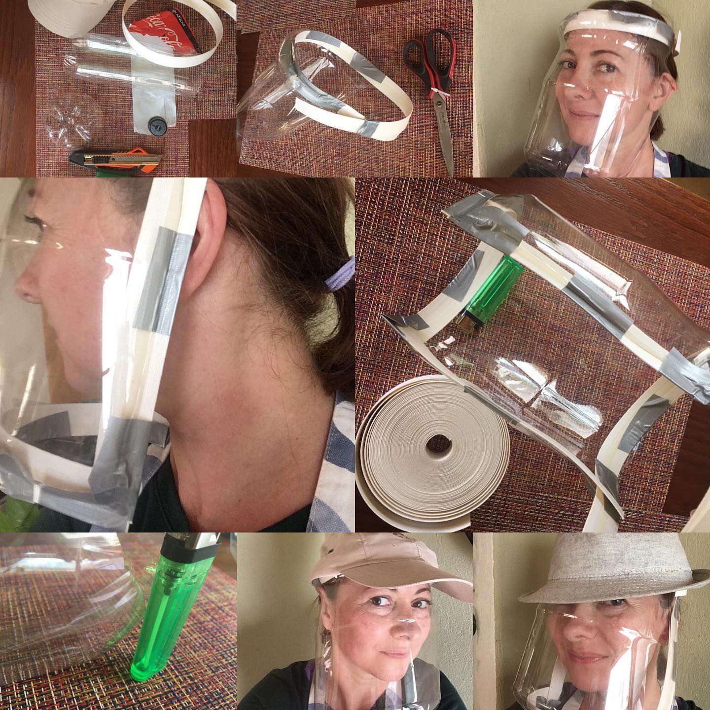 Con botella de refresco, escritora elabora mascarilla