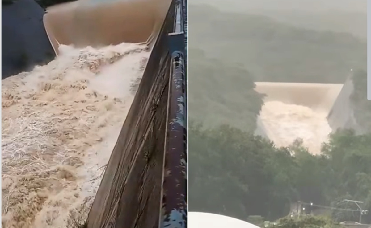 VIDEO: Lluvias causan desbordamiento de la presa de Jalpan y arrasa puente en la Sierra Gorda de Querétaro