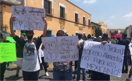 Protestan en visita de AMLO en Cholula