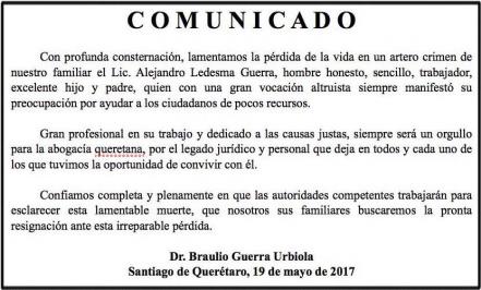 Lamenta Braulio Guerra muerte de su primo