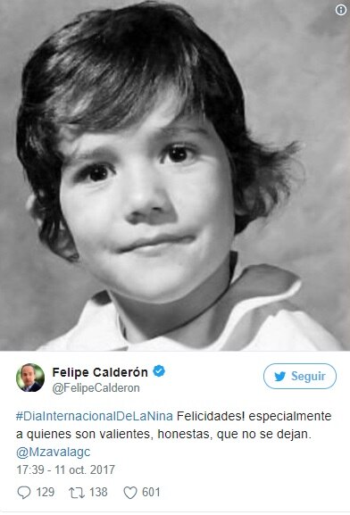 Con foto de Zavala, Calderón felicita a las niñas en su día