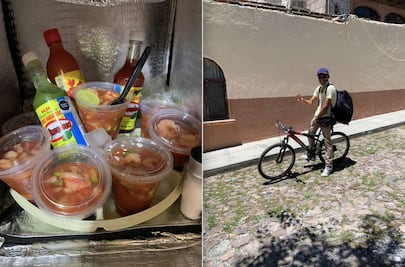 Internautas aplauden. Joven prepara cocteles y los vende en su bici para ganarse la vida