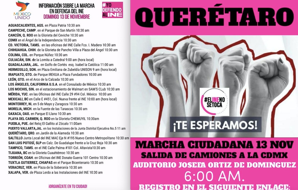 Para defender al INE, PAN, PRI y PRD marcharán el domingo en Querétaro 