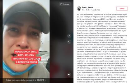 "Por error" aplicaron vitaminas en los ojos de un bebé; ocurrió en clínica del IMSS Querétaro