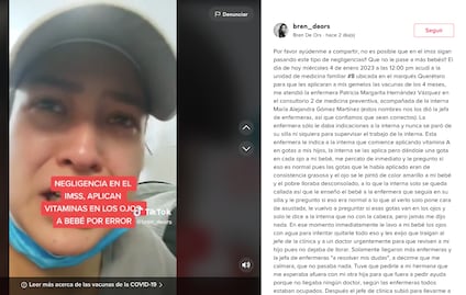 "Por error" aplicaron vitaminas en los ojos de un bebé; ocurrió en clínica del IMSS Querétaro