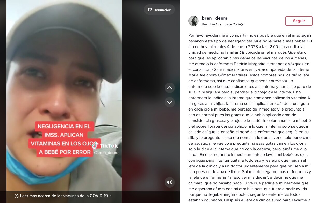 "Por error" aplicaron vitaminas en los ojos de un bebé; ocurrió en clínica del IMSS Querétaro