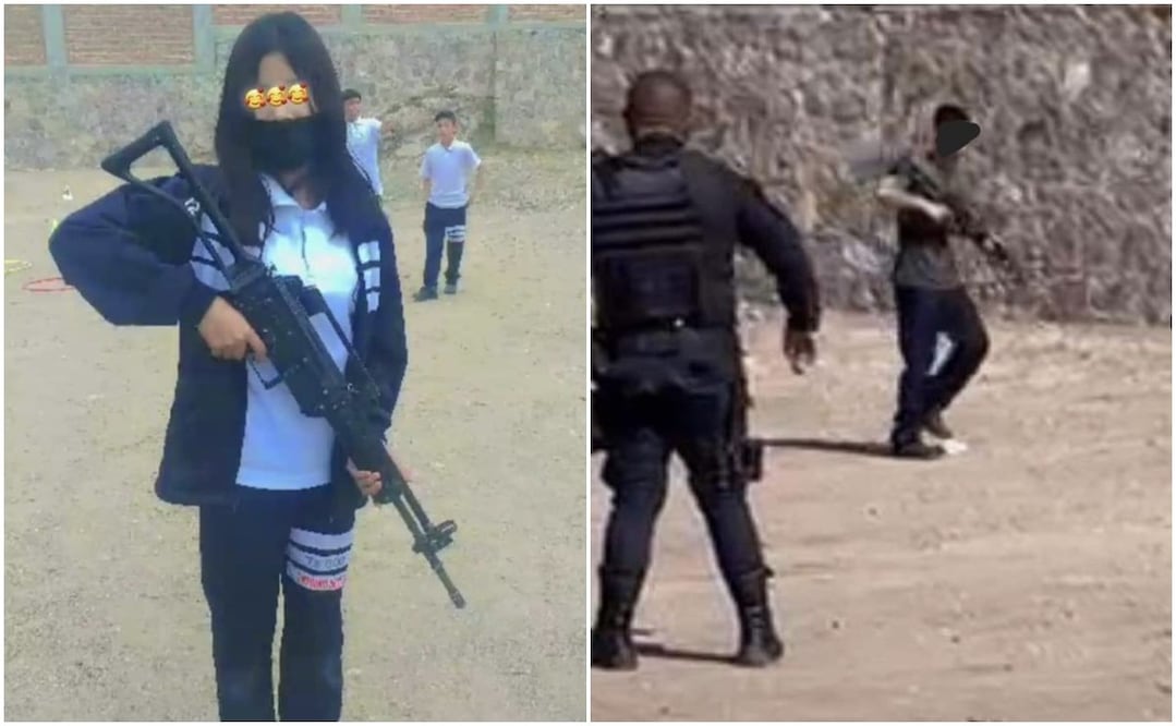 Aparecen más fotos de alumnos con armas en escuelas, presuntamente con policías, en Guanajuato
