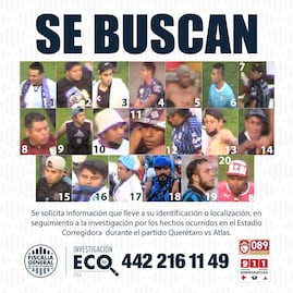 Buscan a 20 aficionados más, presuntos responsables de la violencia en el estadio Corregidora