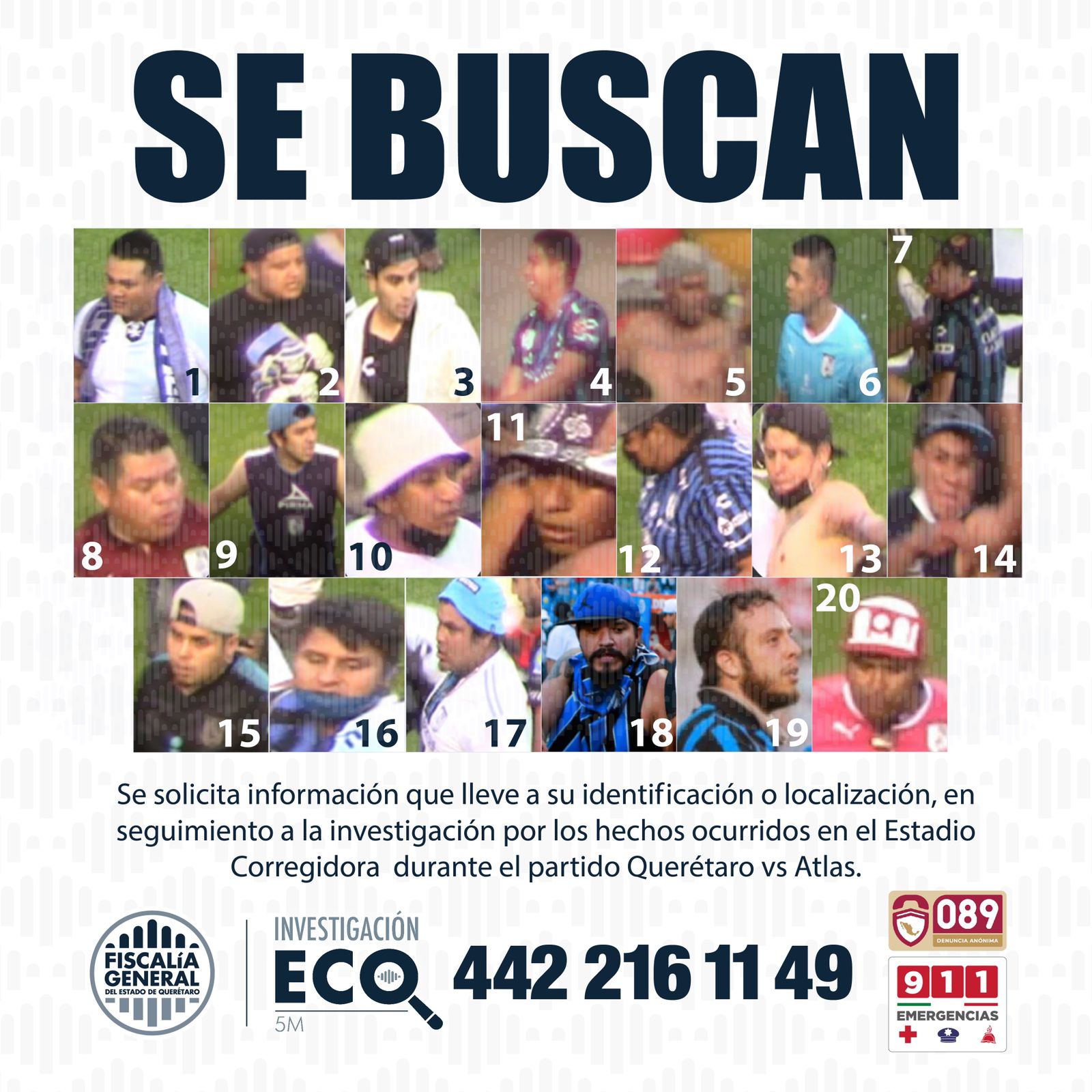 Buscan a 20 aficionados más, presuntos responsables de la violencia en el estadio Corregidora