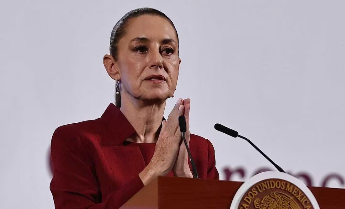 Claudia Sheinbaum, presidenta de México, durante la mañanera del 2 de abril del 2025 en Palacio Nacional. Foto: Berenice Fregoso / EL UNIVERSAL