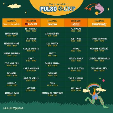 Horarios por banda en Pulso GNP 2022. A qué hora toca Gorillaz en Querétaro