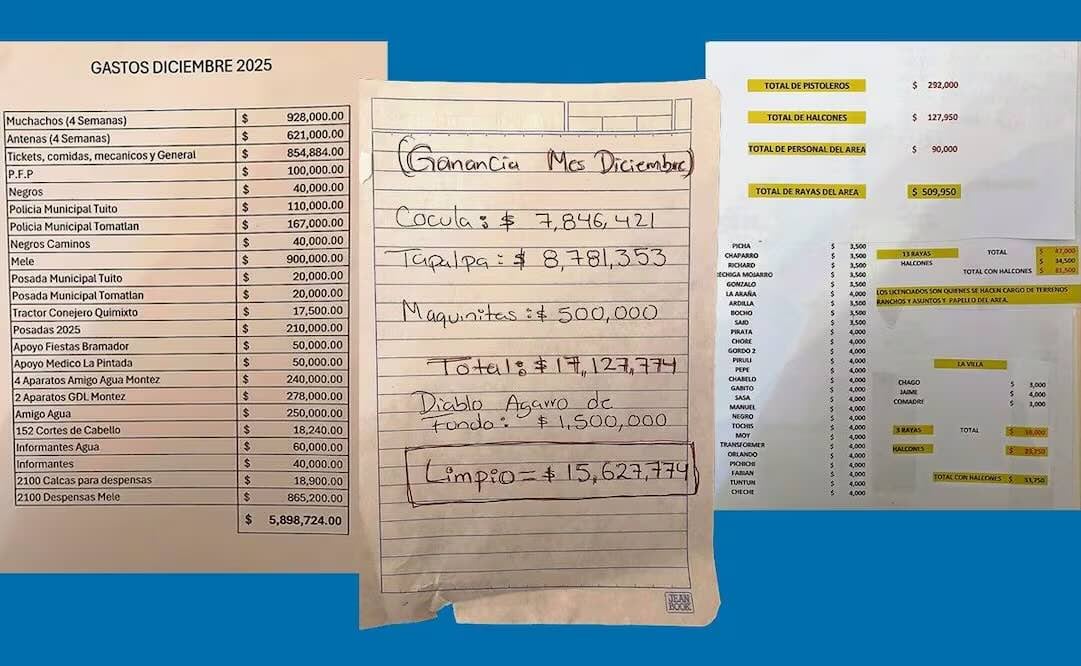 A mano o a computadora, los registros de los gastos y ganancias de este grupo criminal se plasmaban de manera diaria, semanal o mensual. Foto: Valente Rosas / EL UNIVERSAL