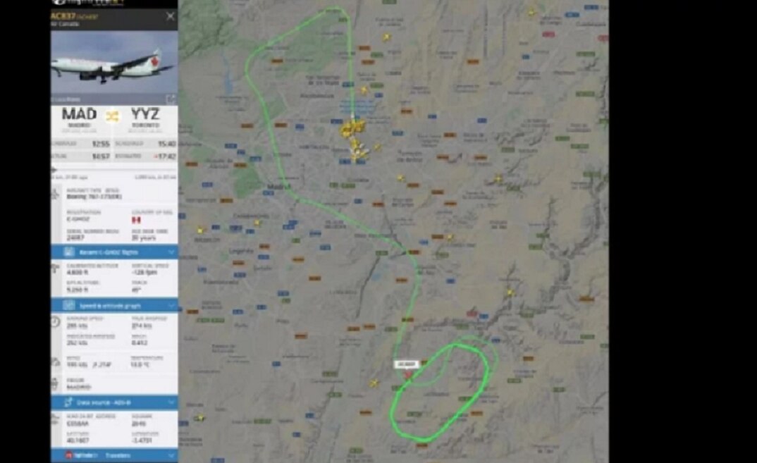 Por problema técnico, avión de Canadá sobrevuela Madrid