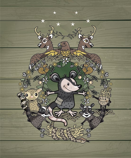 Gumberto el tlacuache vive aventuras con otros animales (ILUSTRACIONES: CORTESÍA. FOTOS: LUIS SÁNCHEZ. EL UNIVERSAL)