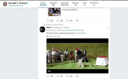 Trump comparte video en Twitter donde “agrede” a Hillary Clinton