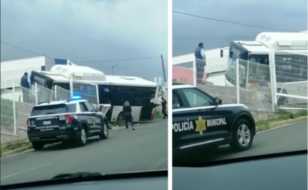 Video. Unidad de Qrobús, sin operador, se estampa en la barda del ITQ