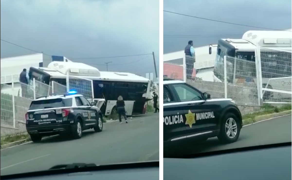 Video. Unidad de Qrobús, sin operador, se estampa en la barda del ITQ