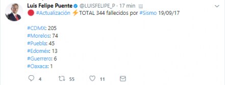 Suman 205 personas fallecidas tras sismo en la CDMX