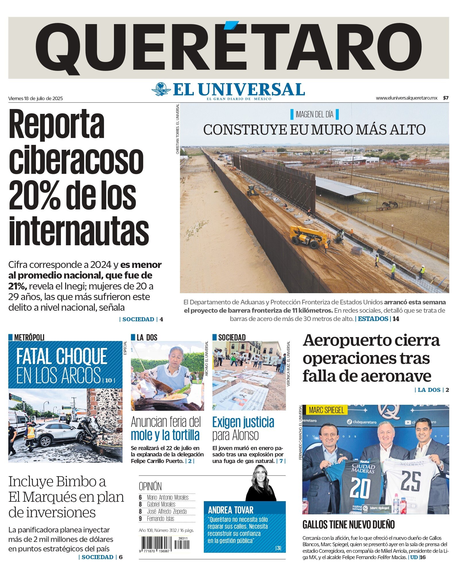 Portada 18 de julio de 2025